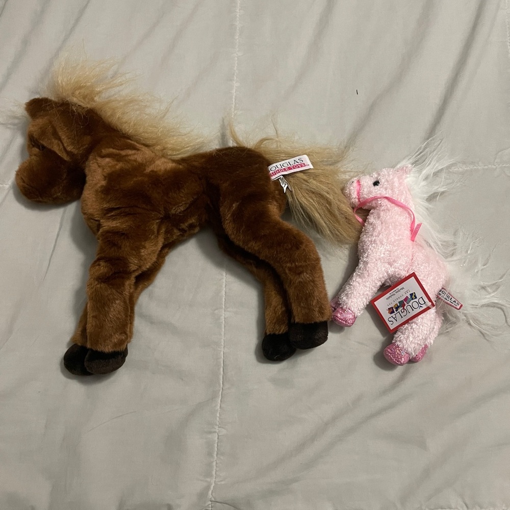 Douglas Plush Horse Toy Set - Brown & Pink